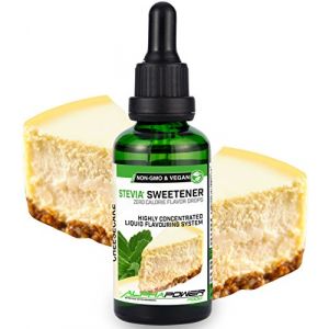 ALPHAPOWER FOOD Stévia Gouttes de gâteau au fromage - arôme alimentaire naturel I Édulcorant Liquide - très concentré 1 x 50 ml. flavour Stevia drops, Flavdrops (ALPHAPOWER FOOD, neuf)