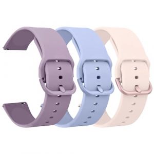 Mugust 3Pack Bracelets de Montres Silicone 20mm 22mm, Remplacement Dégagement Rapide pour Femme Homme 20mm 22mm (20mm, Rose/Bleu Nu/Violet Nu) (SMXMY-CN, neuf)