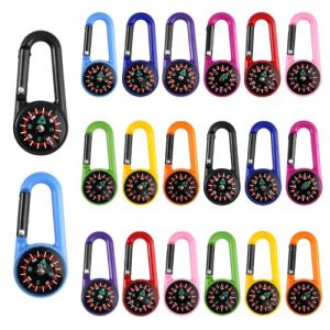 20 Pi&egrave;ces Mini Mousqueton Multifonction avec Boussole avec Mousqueton, 10 Couleurs Mini Boussole Enfant, Pocket Compass pour L'ext&eacute;rieur, Voyages, Randonn&eacute;e, Camping, Voyages, Navigation, Urgences (Ahongjiayi, neuf)