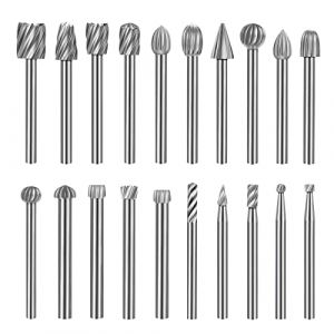 20 Pcs Fraises Rotatives,Jeu de Fraises en Carbure,HSS Burrs Rotatives Embouts Compatible avec Dremel,Tige 1/8''(3mm) Outil Rotatif Pour Meuleuse Travail du Bois, Polissage Métal, Gravure, Perçage (mizhiaheng, neuf)
