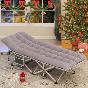 YITAHOME Lit de Camping Pliant pour Adultes, lit de Camp Portable Extra Large et Robuste de 72 cm, lit de Couchage Confortable avec capacité de 300 kg pour Voyage/Bureau/extérieur, Gris (Yitafamily, neuf)