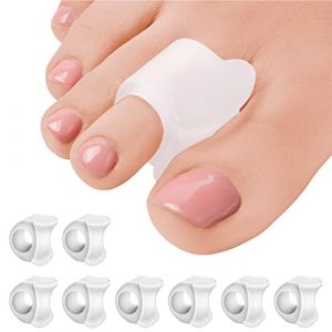 Orthese Hallux Valgus Correcteur, 8Pcs Silicone Séparateur Orteils, Epitact Corrective pour Chevauchement Orteil, Ecarteur Orthese Pied pour le Protection Hallux Valgus Dorteils (Blanc-S) (oakppe, neuf)