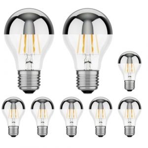 ledscom.de 8 ampoules LED E27, A60, blanc (3900 K), 6,6 W, 646lm, miroir de t&ecirc;te (argent) (LEDs Com GmbH, neuf)
