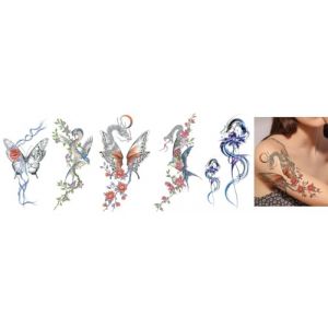 5 feuilles de tatouage dragon papillon tatouage temporaire serpent tatouage bras tatouage Lorna5 (Beyond Perfection, neuf)