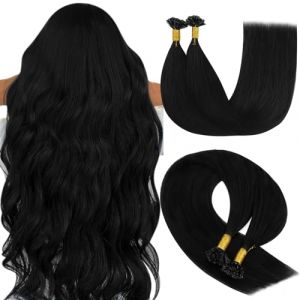 YoungSee Extension Keratine Noir 45 cm 50 M&egrave;che Extension Cheveux Naturel Keratine 1g Extensions de K&eacute;ratine Cheveux Humain Extension a Chaud Cheveux Naturel 1g/meche Noir 50m&egrave;ches/50g (YoungSee Europe, neuf)