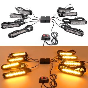 ROUTEKING 8x8LED Feux de Pénétration - 12/24V Stroboscopique LED avec Boîte de Commande Principale, 14 modes clignotants d'avertissement de danger, universel pour véhicule Voiture Camion (orange) (YGLOBAL-EU, neuf)