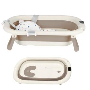 Baignoire Bébé Pliable, Baignoire Bebe Pliable avec Coussin Baignoire Bebe, Reducteur Baignoire pour Bebe, Baignoire pour Bébé De 0 à 36 Mois, Baignoire Bebe Portable (jusiZL, neuf)