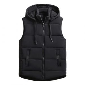 Doudoune sans Manches Femme Capuche Zipp&eacute; Veste Duveteuse Gilet sans Manche Femme Courtes Veste Matelass&eacute;e L&eacute;g&egrave;re Manteau Femme Hiver Chaude Chic Blouson (Anglekie, neuf)