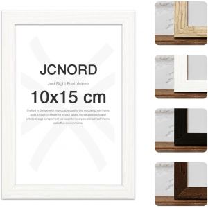 JCNORD Cadre Photo en Bois MDF Blanc de 10x15 cm Avec Verre Plexi Incassable | Cadre Photo Moderne Pour Murs et Tables (Frame more, neuf)