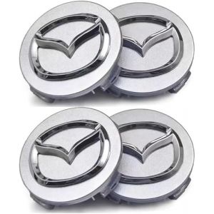 lvjiena 4 pi&egrave;ces Cache Moyeu pour Mazda CX-3 2018-2023, Haute Qualit&eacute; ABS &Eacute;tanche Capuchons de Moyeu de Roue Centre de Jante Capuchons Badge Logo,Silver-52mm (Rijindoujin Store, neuf)