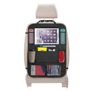 URAQT Organisateur Voiture Enfant, Organisateur de Voiture, Rangement Voiture avec 10 Poches, Protege Siege pour Tablette iPad 9.7'' & 10.5'', Organiseur pour Bouteilles Jouets Livres, Noir(1Pcs) (Petit Wudong, neuf)