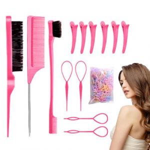 Peignes Pour Femmes Coiffure,Brosse Lisseuse À Poils Naturels - Petite Brosse Démêlante Portable Outil De Séparation Pour Salon De Coiffure Femme Fille Tressage (helasd, neuf)