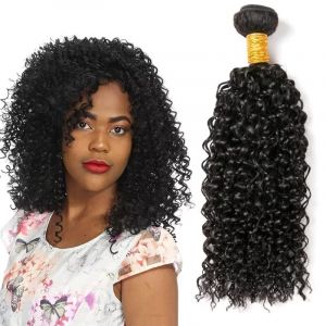 Kinky Curly Human Hair Bundles Court Tissage Cheveux Naturels Bouclés Meche Bresilienne En Lot Meche Naturelle Tissage Bouclé Naturel Couleur Noire Naturelle 100g 16 Pouce (beiyuan hair product, neuf)