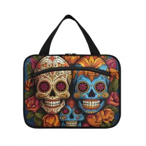 Linnyio Cr&acirc;ne Floral Bleu Art Trousse de Toilette de Voyage Suspendue Maquillage,Grande Capacit&eacute; Pliable Rangement Sacs de Lavage pour Femmes Filles (Linnyio, neuf)