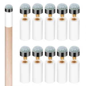 Lot de 10 embouts de réparation de queue de billard à enfiler - Kit de remplacement avec embouts blancs pour queue de billard - Sans colle ou outil nécessaire - 12 mm/13 mm (Aaolu, neuf)