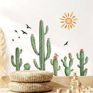 Supzone Stickers Muraux Cactus & Plantes Tropicales - Autocollant Mural D&eacute;co Moderne Amovible sans Trace - Sticker Adh&eacute;sif pour Salon Chambre - D&eacute;coration Murale Enfant Adulte (LCRZ Store, neuf)