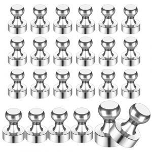 Lot de 24 mini aimants puissants en néodyme pour réfrigérateur, 12 x 16 mm, tableau perforé, petit tableau d'affichage pour tableau blanc, bureau, métal argenté (MSNY-GLOBAL, neuf)