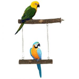 DOKRIN Balan&ccedil;oires pour cages &agrave; oiseaux 1 balan&ccedil;oire en bois pour oiseaux, jouet pour oiseaux, balan&ccedil;oire pour perroquet, ouet suspendu pour cage &agrave; oiseaux, perroquet (IOANA BEST CLOTHES, neuf)