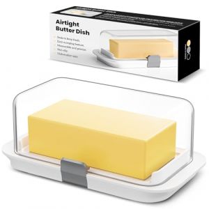 Pisol Beurrier pour 250 g et 500 g de beurre, grand r&eacute;cipient &agrave; beurre herm&eacute;tique avec couvercle pour une livre compl&egrave;te de beurre, r&eacute;cipient &agrave; beurre verrouillable pour le plan de travail, blanc (perfectlife2021, neuf)