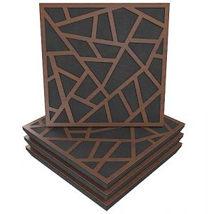 Panneau acoustique &agrave; absorption acoustique - 50 x 50 x 5 cm - Absorption - Diffusion - R&eacute;flexion - Insonorisation - Bois perfor&eacute; lamin&eacute; : (x4 SKYROSS, Noix) (ATB-SOUND, neuf)