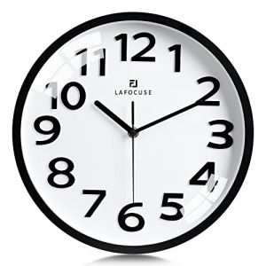 Lafocuse 30cm Horloge Murale Blanc Grande Chiffres 3D, Silencieuse Pendules Murales Moderne, sans Tic-tac Facile &agrave; Lire D&eacute;co pour Cuisine Salon Chambre Bureau (QuareBest, neuf)