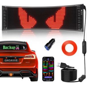 Panneau Lumineux Enseigne LED, 37 x 9 cm Flexible Panneau Affichage Led - Programmable Yeux Plaque Camion de contrôle App Bluetooth - USB 5V/2A Personnalisé Publicitaire Afficheur Lumière (QNOAVVE, neuf)