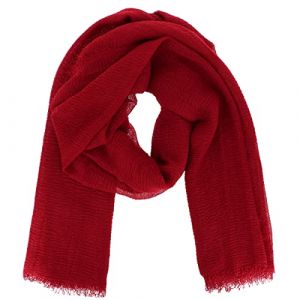 moonbow Foulard Femme Bordeaux - Foulard Uni 20% Coton 80% Viscose effet Froissé et finition Frangée - Etole Femme Longue et Rectangulaire 180cm x 90cm - Echarpe Fine Souple Légère et Douce (moonbowstore, neuf)