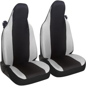 Susy Shop Housses de siège auto compatibles pour Smart fortwo, 450 451 et 453, lot de 2 housses avant, fabriquées en tissu polycoton (noir/gris clair) (Susy Shop, neuf)