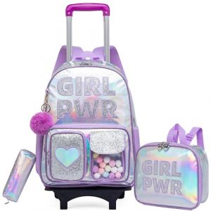 HTgroce Cartable a Roulette Fille Primaire, sac roulette fille CP,CE1,CE2 Cartable Roulette Fille CM1 (Lldaily EUR, neuf)