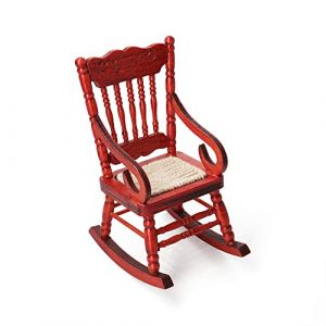 Odoria Miniature 1/12 Fauteuil à Bascule Meuble Accessoire Maison de Poupée, Rouge (Cardinas, neuf)