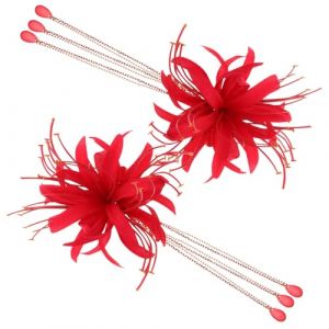SOIMISS Pince à Cheveux Hanfu Chinoise Avec Pompon Épingles à Cheveux Forme De Fleur Traditionnels Pour Mariage Coiffure De Costume Asiatique (Star-wish, neuf)