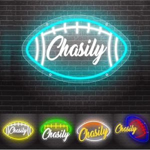 Panneau néon personnalisé – Décoration murale pour amateurs de rugby – Lumières en acrylique pour garçons et adolescents – Décoration artistique de football pour fans (Collienght, neuf)