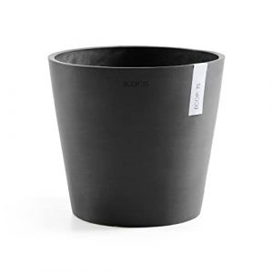 Ecopots Amsterdam Pot de fleurs gris foncé Diamètre 50 cm Grand pot de fleurs rond en plastique recyclé Cache-pot moderne pour l'intérieur et l'extérieur (Marketsupply, neuf)
