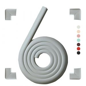 Protection Mousse d'Angles et Rebords pour Bébés. 2 M avec et 4 Protège Coin. Convient pour Table, Bureau, Cheminée, Comptoir - Coins Pointus Kit de Sécurité Enfants (Gris(4 Coins et 2 m)) (Fozobaiyang, neuf)