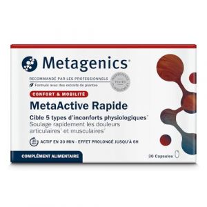 Metagenics - MetaActive Rapide - Complexe &agrave; base de Curcuma, Boswellia & S&eacute;same Noir - 30 G&eacute;lules (Metagenics EMEA, neuf)