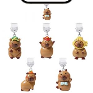 EJRUP 5 Pi&egrave;ces Bouchon Anti Poussiere USB C, Cache Anti-Poussiere USB C, avec Pendentif Capybara, Protecteur de Port de Charge Type C, Compatible Con iphone 15/16/17 Samsung Galaxy Google Pixel (Anilalowbility, neuf)
