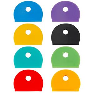 Uniclife 32 Paquets 2,5 cm Couvre-Clés Rondes Etiquettes d'Identification de Clés en Plastique pour Clés Plates Standard Régulières Minces (pas pour l'Clés Carrées ou de Forme Impaire), 8 Couleurs (Dinglang, neuf)