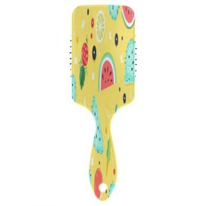 Brosse à cheveux avec coussin d'air - Pastèque et ananas - Pour cheveux épais et démêlants antistatiques (DEJESJ, neuf)