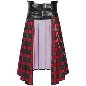 Kilt écossais pour homme - Kilt traditionnel irlandais - Style gothique - Plissé - Style vintage - Kendo, H5 rouge, L (Aigdgoog, neuf)