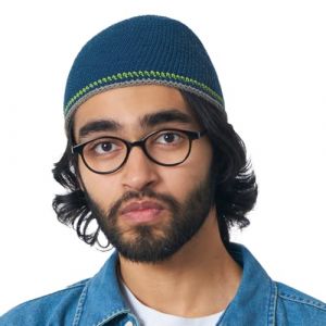 Kufi Chapeau Homme 100% Coton - Bonnet Docker Tricot Elastique T&ecirc;te De Mort Calot Cr&acirc;ne Casquette du Maroc Fine Japonais Bleu (casualbox Japan, neuf)