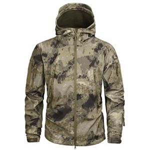 SZAWSL Veste militaire imperméable en softshell pour homme avec doublure en polaire, Camouflage, Veste tactique,XXL,Camouflage Kaki (Bon Amixyl, neuf)