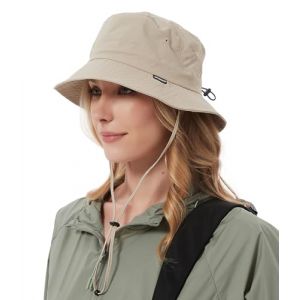 Creekstone Chapeau bob imperméable pour Homme et Femme - Protection UV - UPF50 - Chapeau d'été Pliable - pour la randonnée, la pêche (FR/ES, Alpha/Lettres, Taille Unique, Beige) (Creekstone EU, neuf)