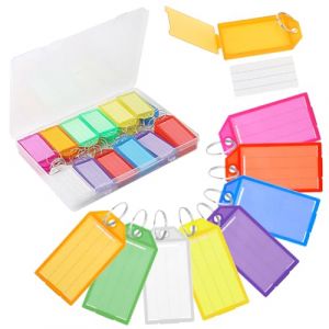 36 Pi&egrave;ces Porte Cl&eacute;s Porte Clef en Plastique de 5 cm，&Eacute;tiquettes en Papier Vierge Lign&eacute;es Couvercles Transparents，Pour Identificateur de Cl&eacute; de Porte, Valise, H&ocirc;tel, Animal de Compagnie (COMMERCEFINGERSTEPSPECIAL, neuf)