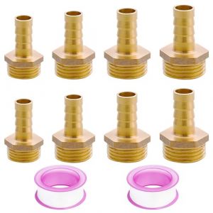 FORMVERSITY 8 Pièces Embout Tuyau Arrosage 3/8 1/2 3/4 in, Raccord Rapide Air Comprimé 3/4 x 19mm, Raccord en Laiton Outil de Connecteur de Tuyau Droit, Raccord de Tuyau Cannelé en Laiton (FORMVERSITY SHOP, neuf)
