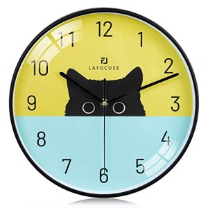 Lafocuse 30cm Horloge Murale Chat Design Moderne, Cr&eacute;ative Pendule Murale Originale, Silencieuse sans Tictac Multicolore D&eacute;co pour Cuisine Salon Chambre (QuareBest, neuf)