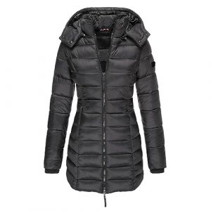LAEMILIA Manteau Femme Hiver Chaud Veste Femme Capuche Amovible Blouse Femme Hiver Fermeture Eclair avec Poches Doudoune Mi Longue Matelass&eacute; Parka Femme Couleur Unie Grande Taille S-XXL / 34-48 (LAEMILIA, neuf)