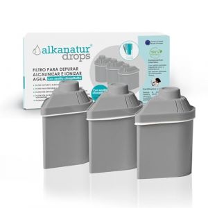 Pack 3 Filtres Zeolite Alkanatur 400L par Filtre Longue Durée – Eau Alcaline Réduit Chlore & Métaux Lourds – Antioxydants Naturels Filtres Sans BPA Compatibles Carafe Filtrante Alkanatur (Alkanatur, neuf)