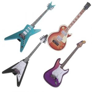 TEHAUX Lot de 4 Pinces &agrave; Cheveux en M&eacute;tal Forme Guitare Miniatures Style Punk Rock Accessoires Fantaisie pour Cheveux Couleurs Bleu Violet Marron Noir pour Soir&eacute;es Musicales et Look (Breamblue N, neuf)