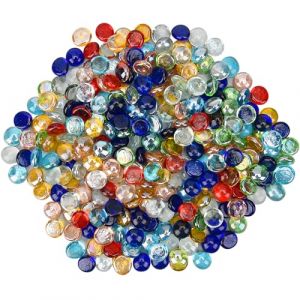 Hiziwimi 400Pcs coloré billes plates Galets de verre décoratifs, 17-20MM perles de verre plat lisse, 4LB, décoration aquarium, cailloux jardin exterieur, remplissage de vase d'art (Adwikoso Direct, neuf)