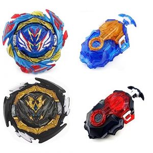 Bey Toupie Turbo Burst Set,Gyro de Combat Métal Fusion Jouet Set Jouets Classiques pour La Fête des Enfants Noël Halloween Anniversaire 2 Toupies et 2 Lanceurs (ENIKMOSD-FR, neuf)
